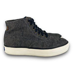 Keds Triple Hi Tweed Platform Sneakers WF55785M High Top Shoes Dark Gray Women 6